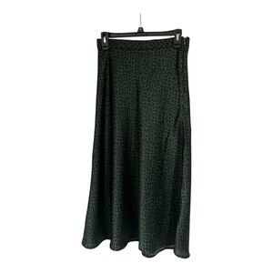 Chic Dark Green Patterned Midi Skirt
